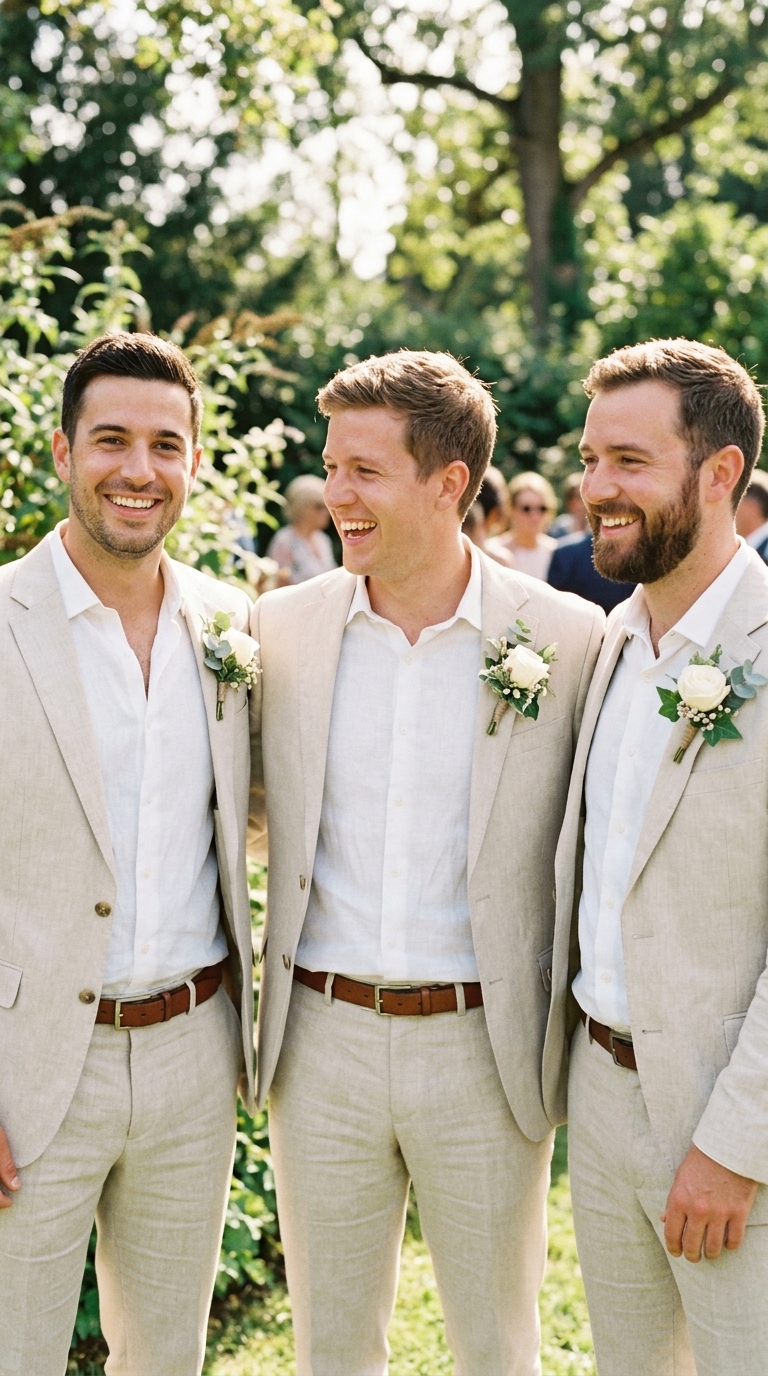 1. The Classic Beige Linen Suit for Understated Elegance