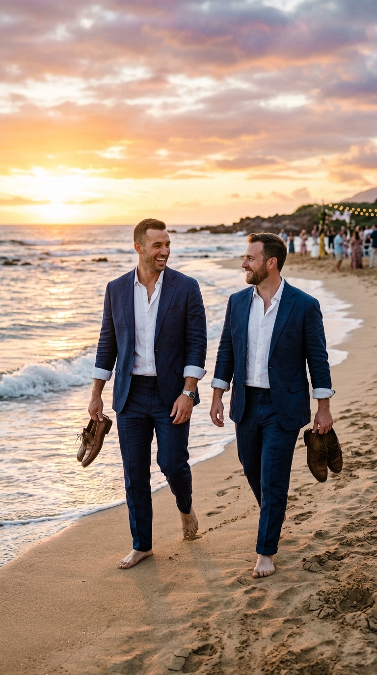 3. Effortless Navy Linen for a Coastal Celebration