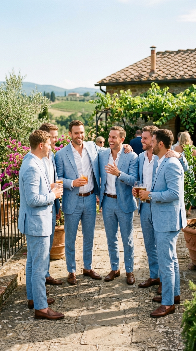 4. Light Blue Linen for a Breezy Summer Wedding