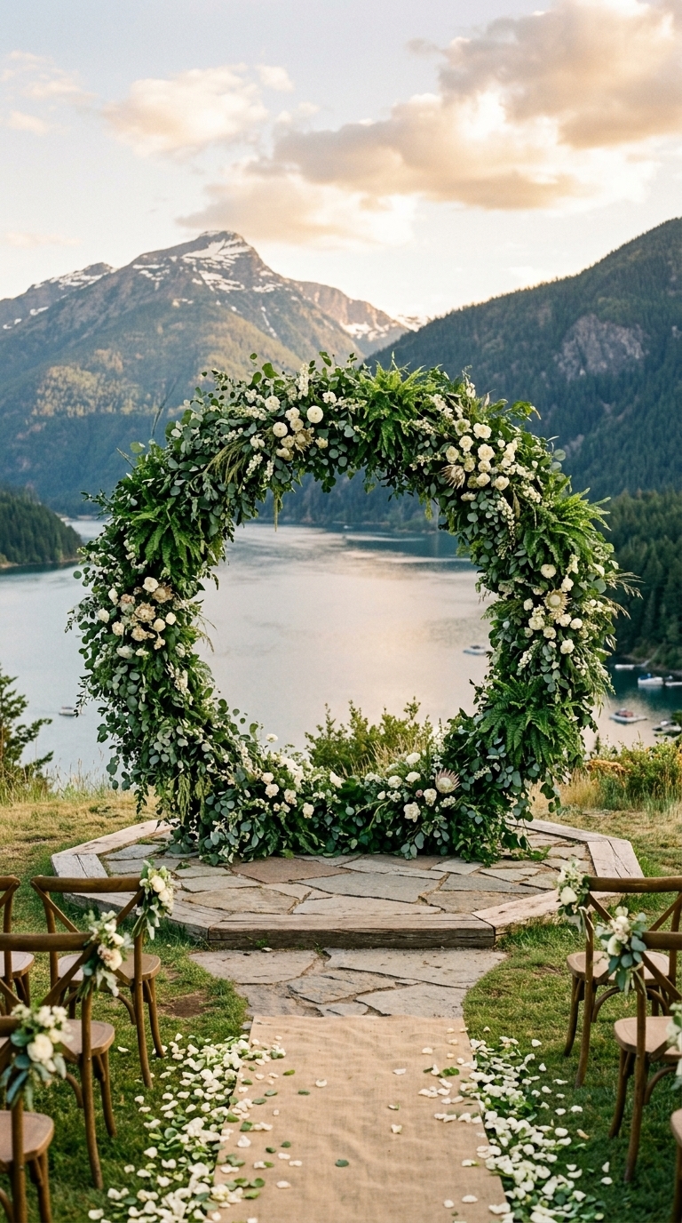 5. Elegant Circular Arch with Greenery