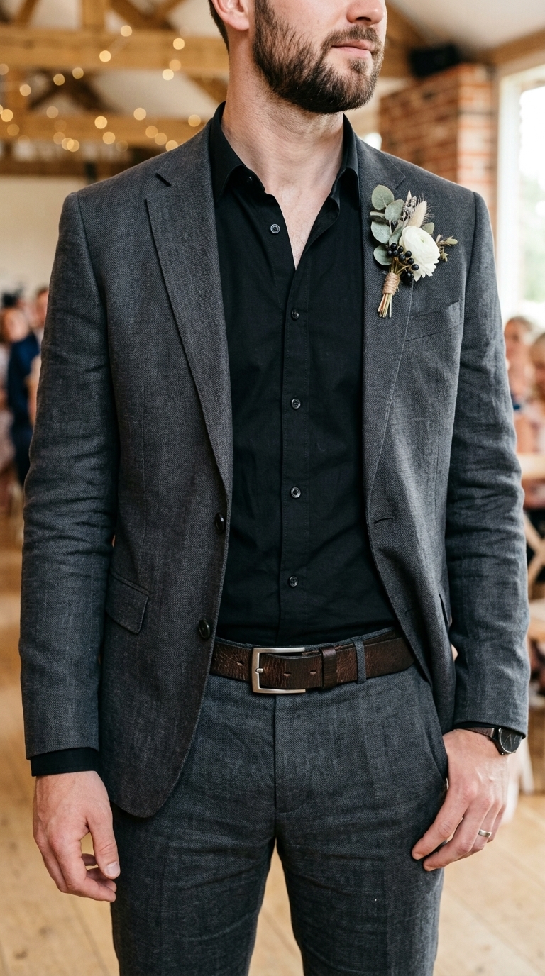 5. Modern Charcoal Linen with Dark Accents