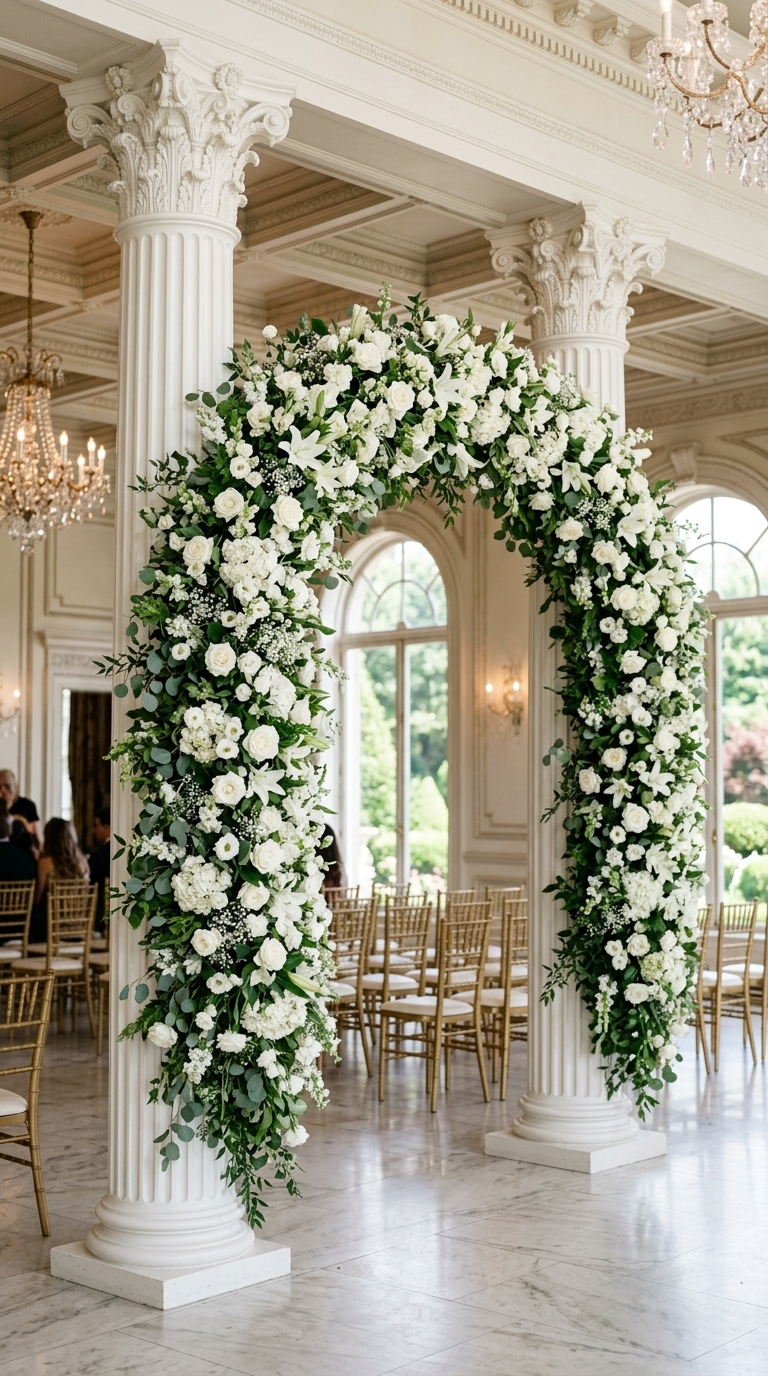 7. Architectural Column Arch with Classic Florals