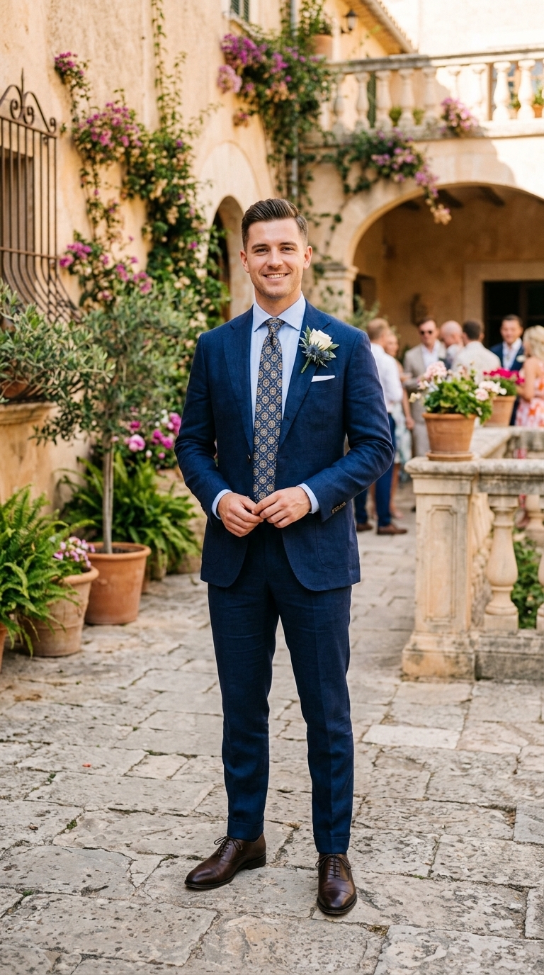 7. Rich Navy Linen for a Classic Touch