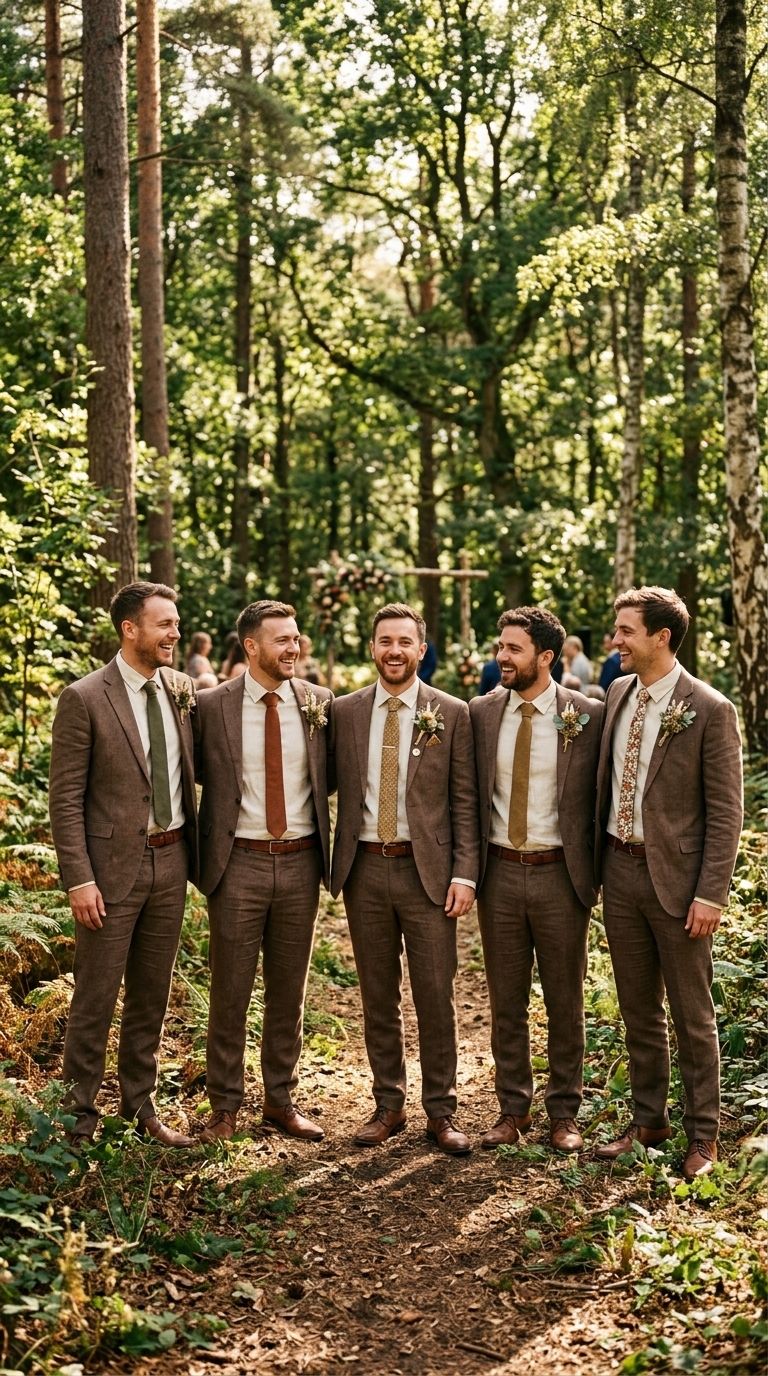 8. Rustic Brown Linen for a Woodland Vibe
