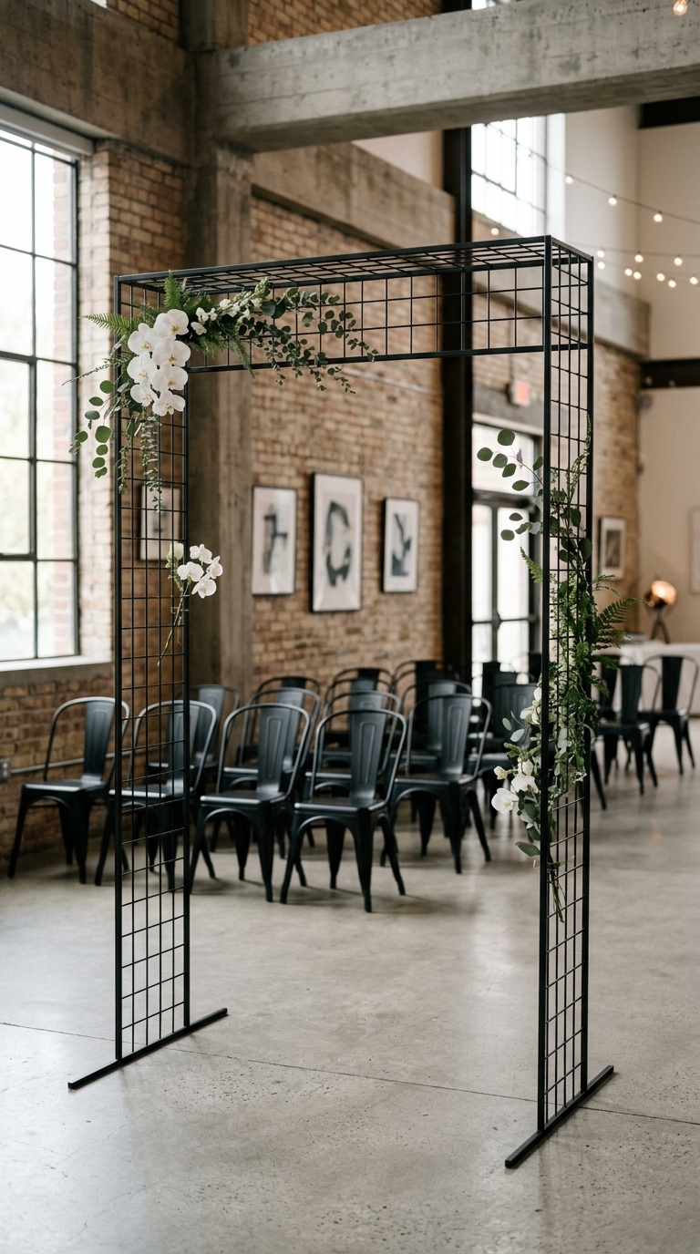 9. Minimalist Metal Grid Arch
