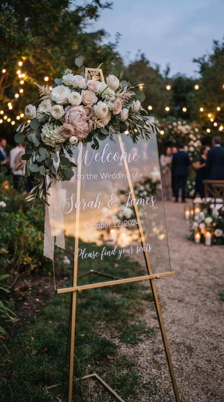 1. Elegant Acrylic with Cascading Florals