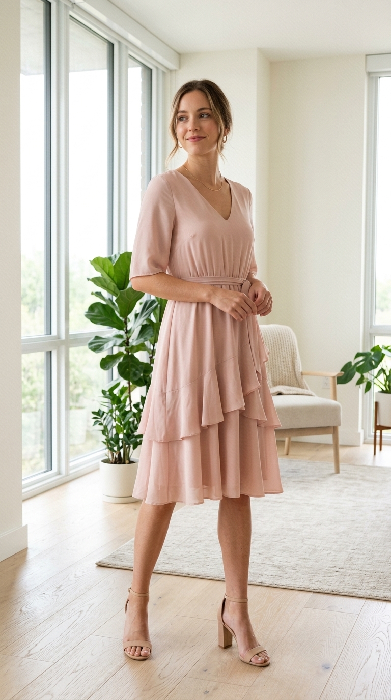 10. Blush Pink Ruffle Detail Dress