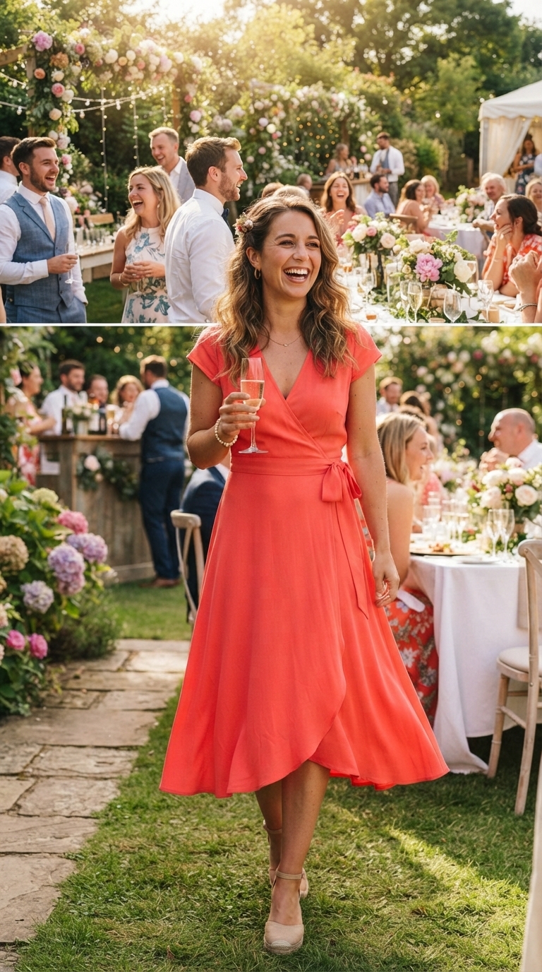 10. Classic Wrap Dress in a Vibrant Solid Color