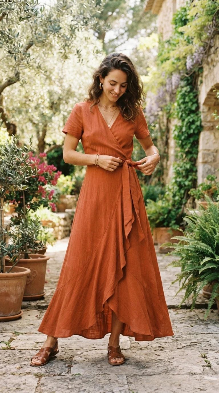 10. Wrap Maxi Dress for Flattering Versatility