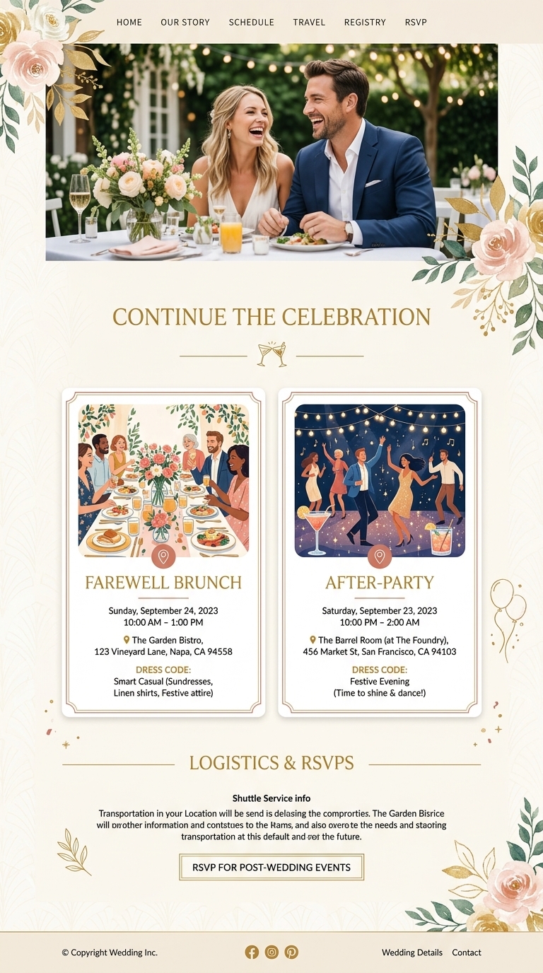 12. Details for Post-Wedding Events