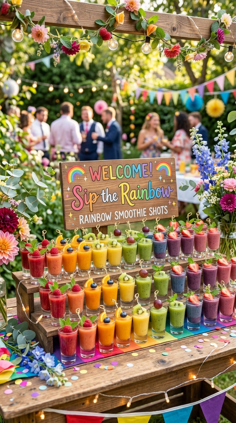 12. Whimsical Rainbow Smoothie Shots