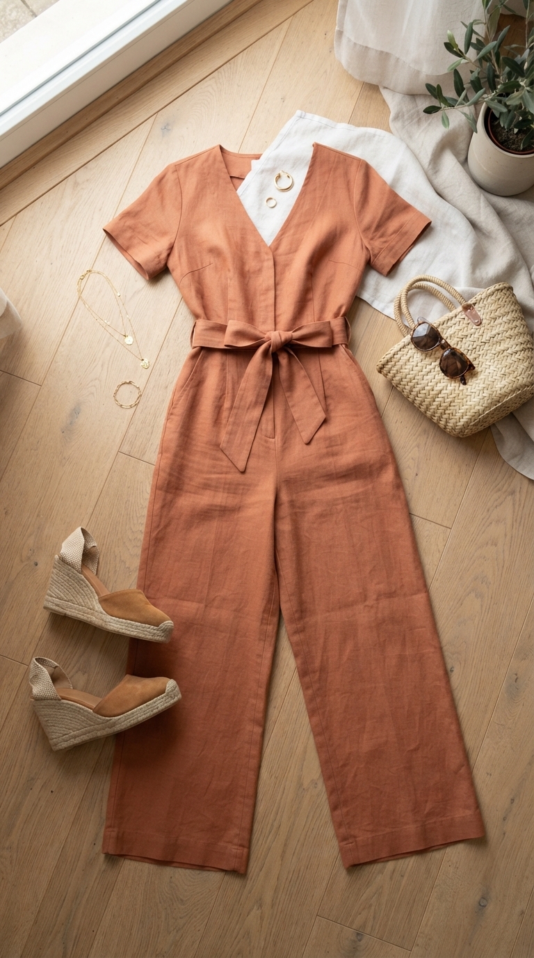 2. Chic Linen Jumpsuit with Wide Legs