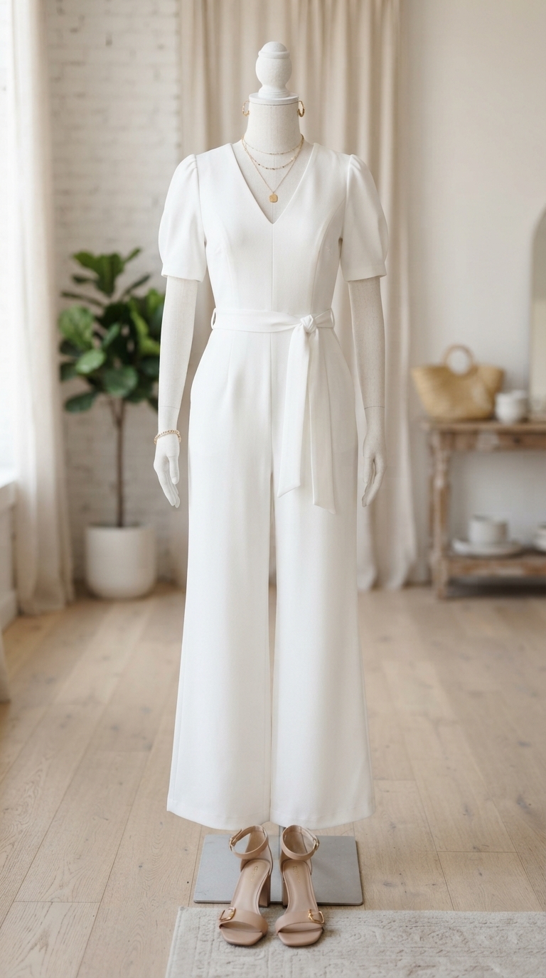2. Chic White Jumpsuit for the Bride