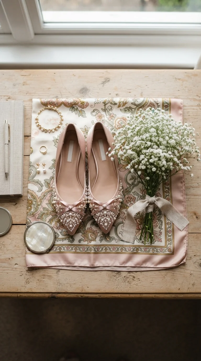 2. Delicate Embellished Flats for Effortless Grace