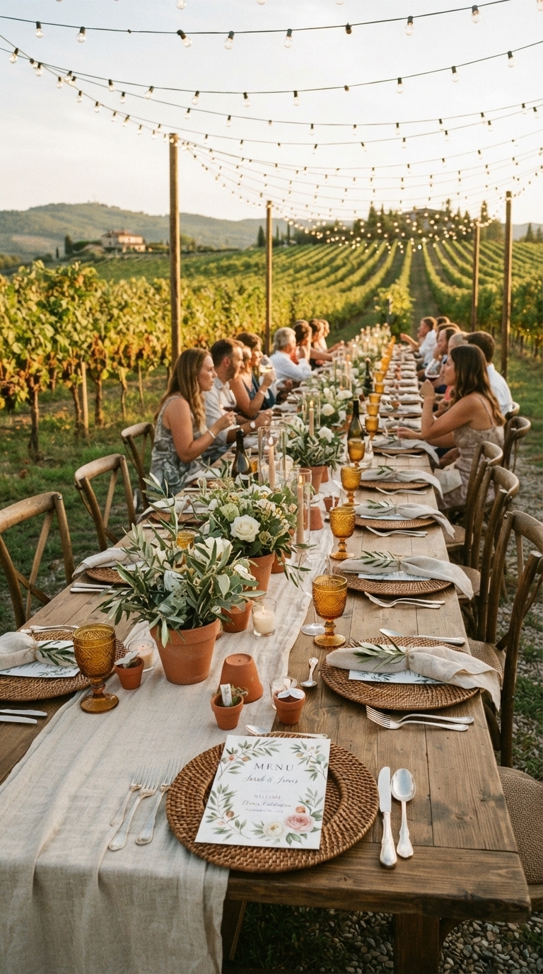 2. Rustic Vineyard Reception Tablescapes