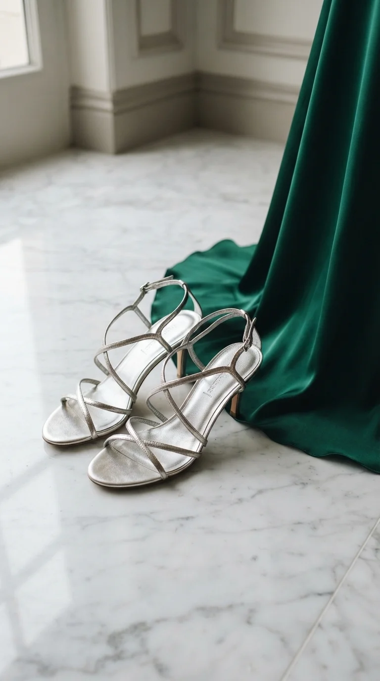 2. Shimmering Strappy Sandals for a Touch of Glamour
