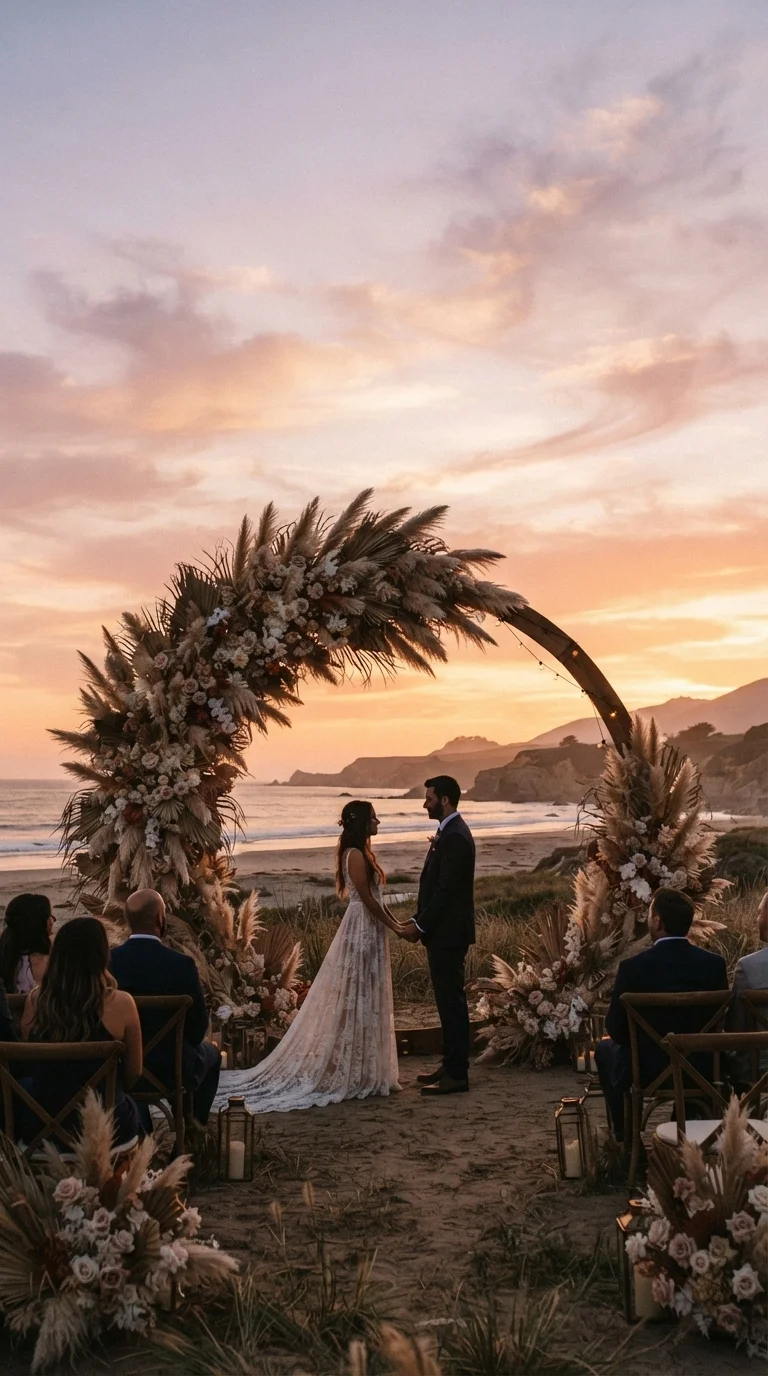 3. Boho Pampas Grass & Dried Floral Arches