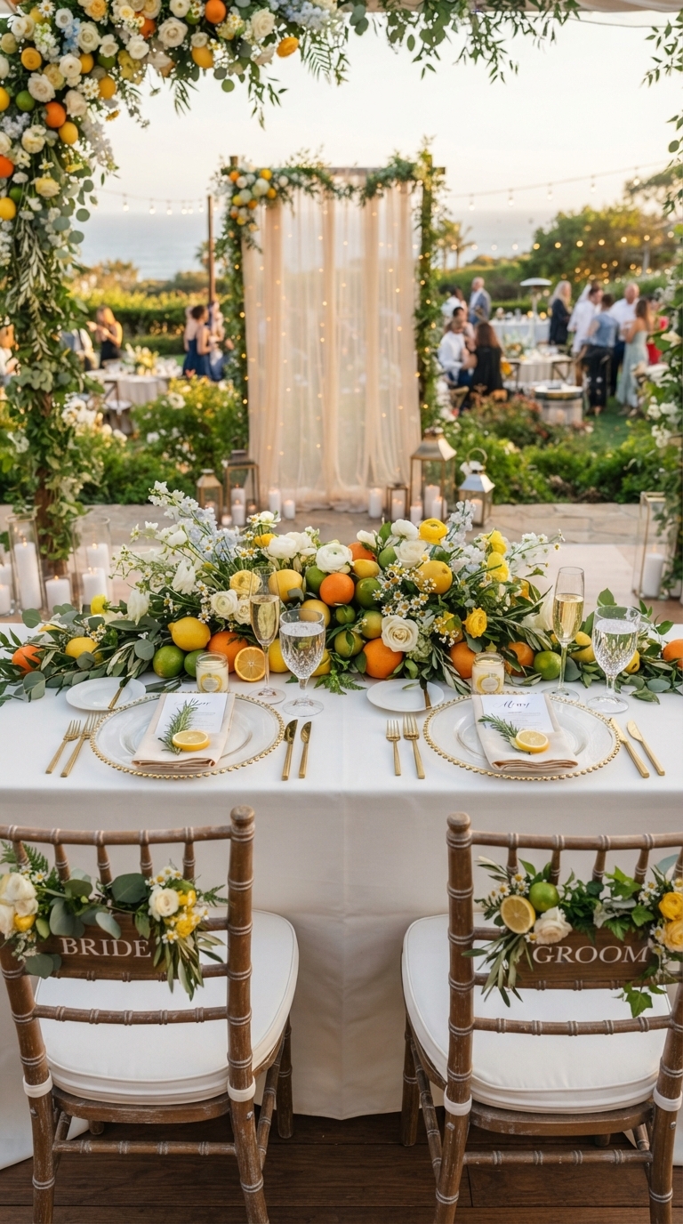 3. Citrus Burst Sweetheart Table