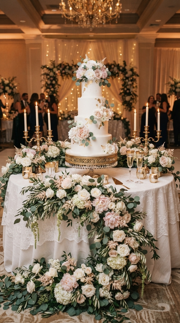 3. Lush Floral Garland & Greenery