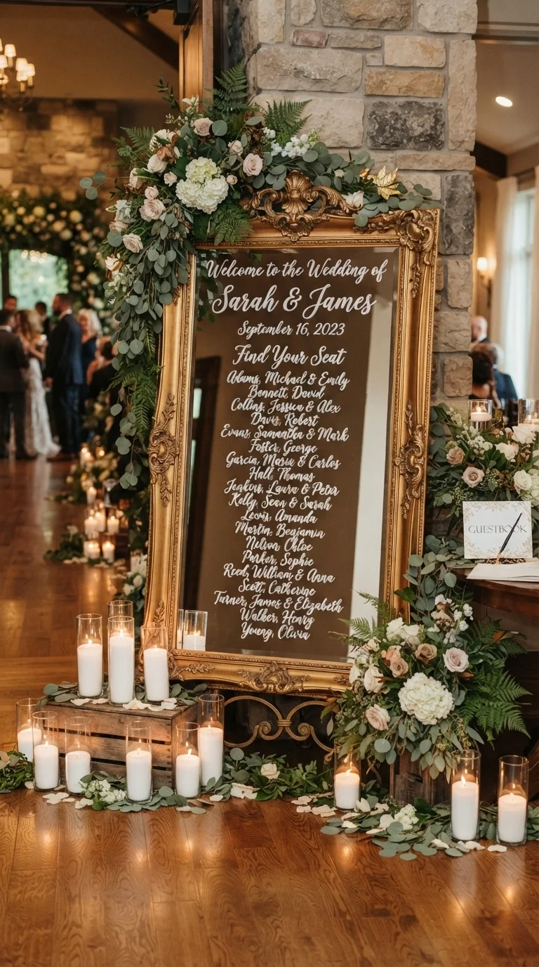 3. Mirrored Grandeur with Gold Leaf Accents