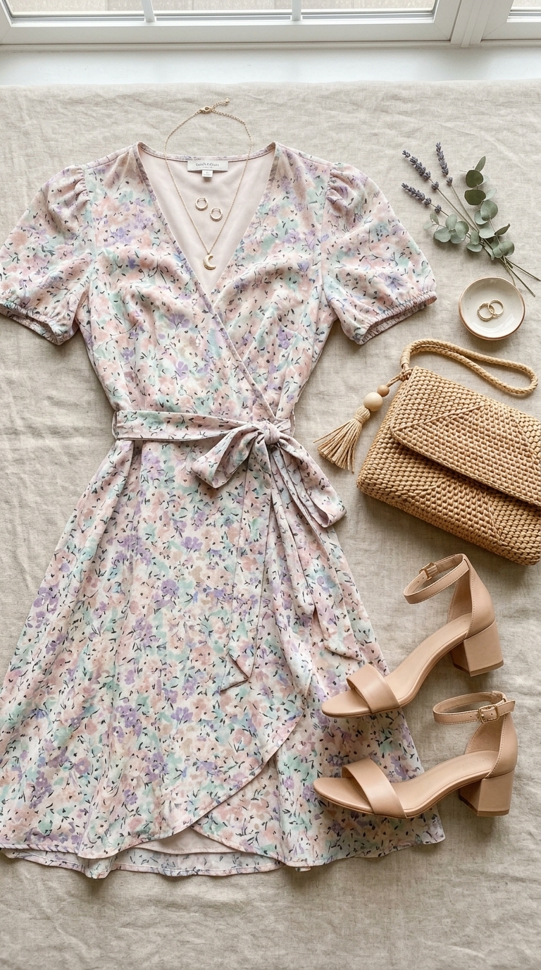 3. Romantic Floral Wrap Dress
