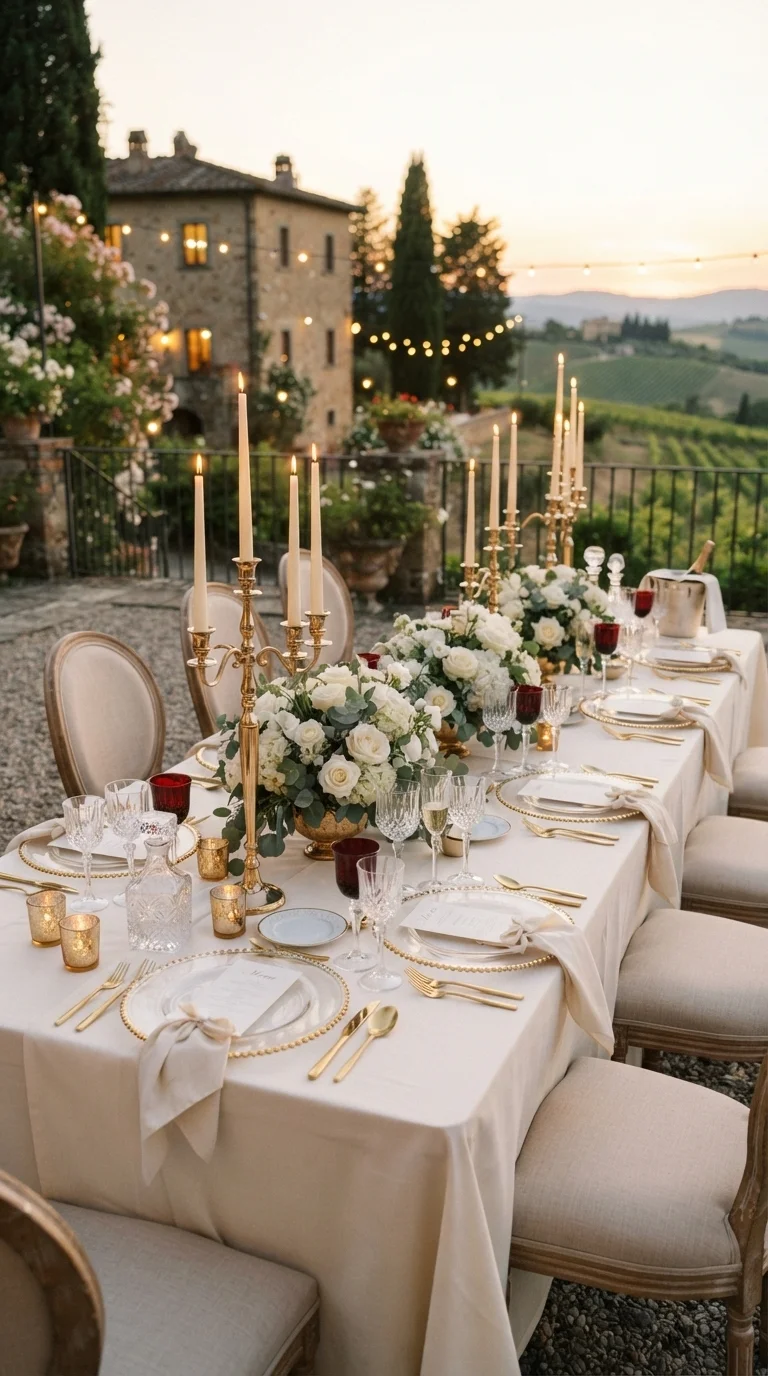 4. Glamorous Gold & Ivory Tablescapes