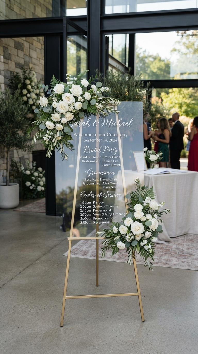 4. Make a Statement with Chic Acrylic Program Signs