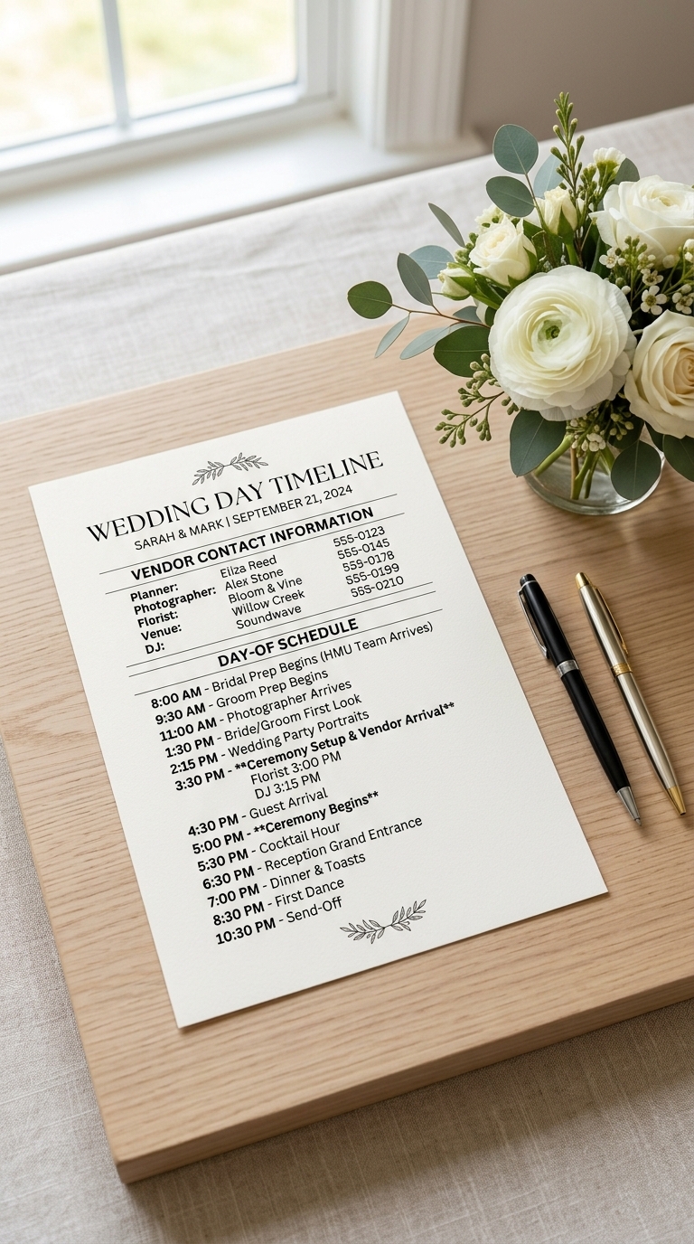 4. Share Your Detailed Timeline with All Vendors for Perfect Synergy