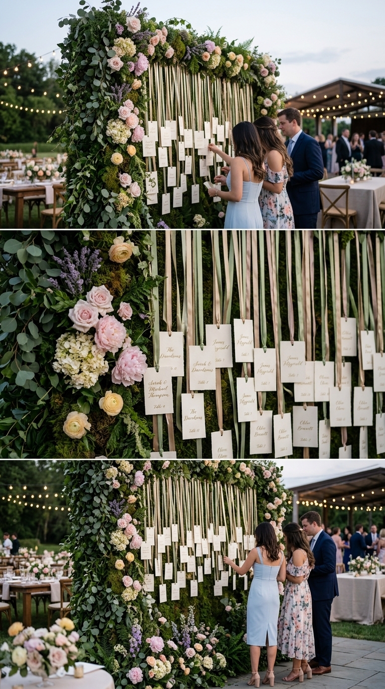 5. Hanging Floral Escort Card Wall