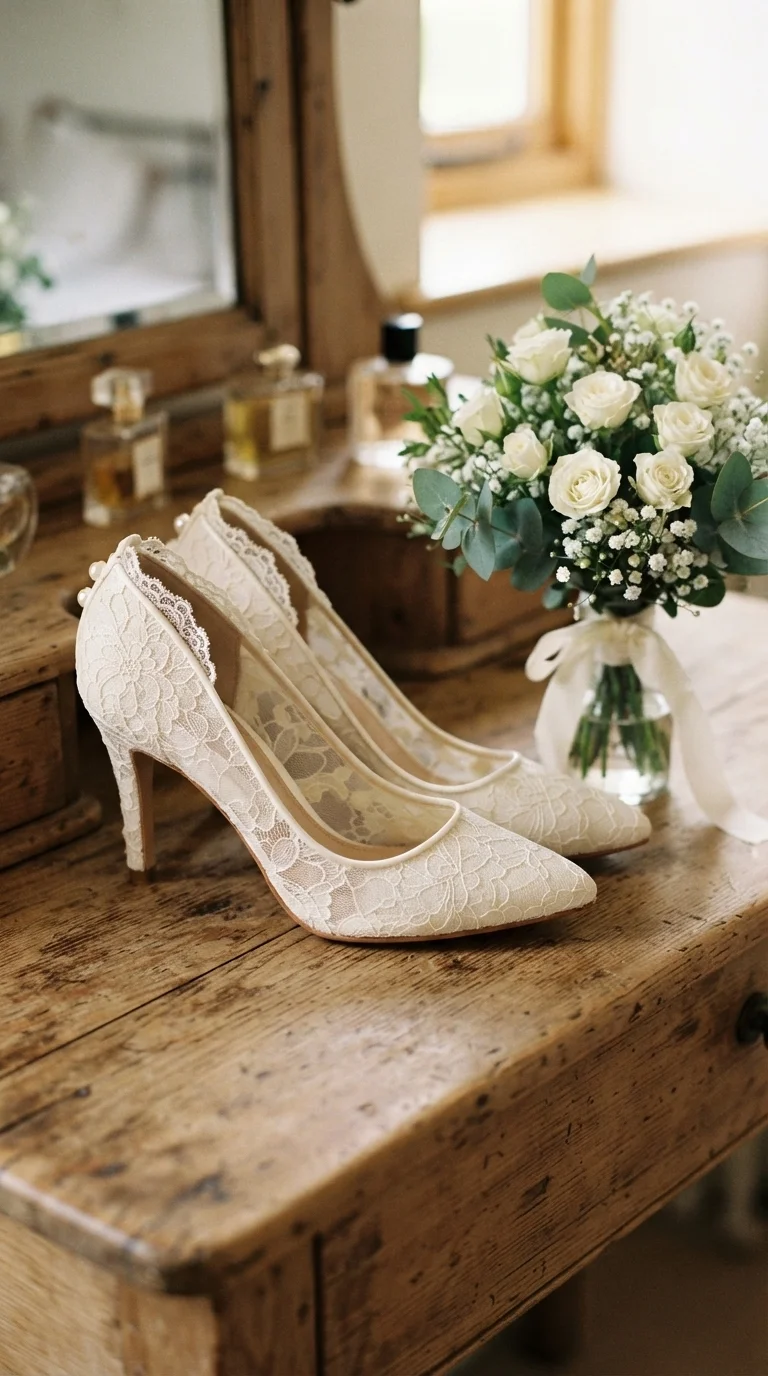 5. Romantic Lace Heels for a Vintage Vibe