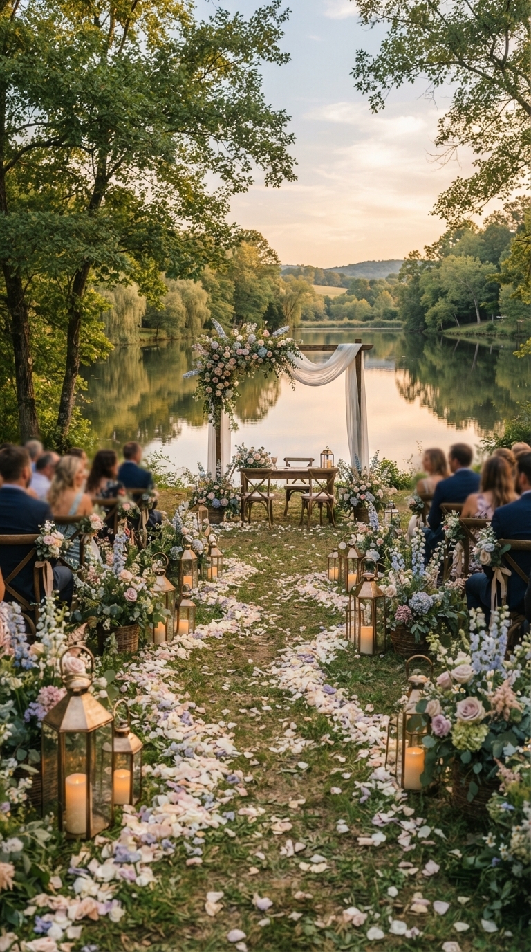 6. Lakeside Ceremony Aisle Decor