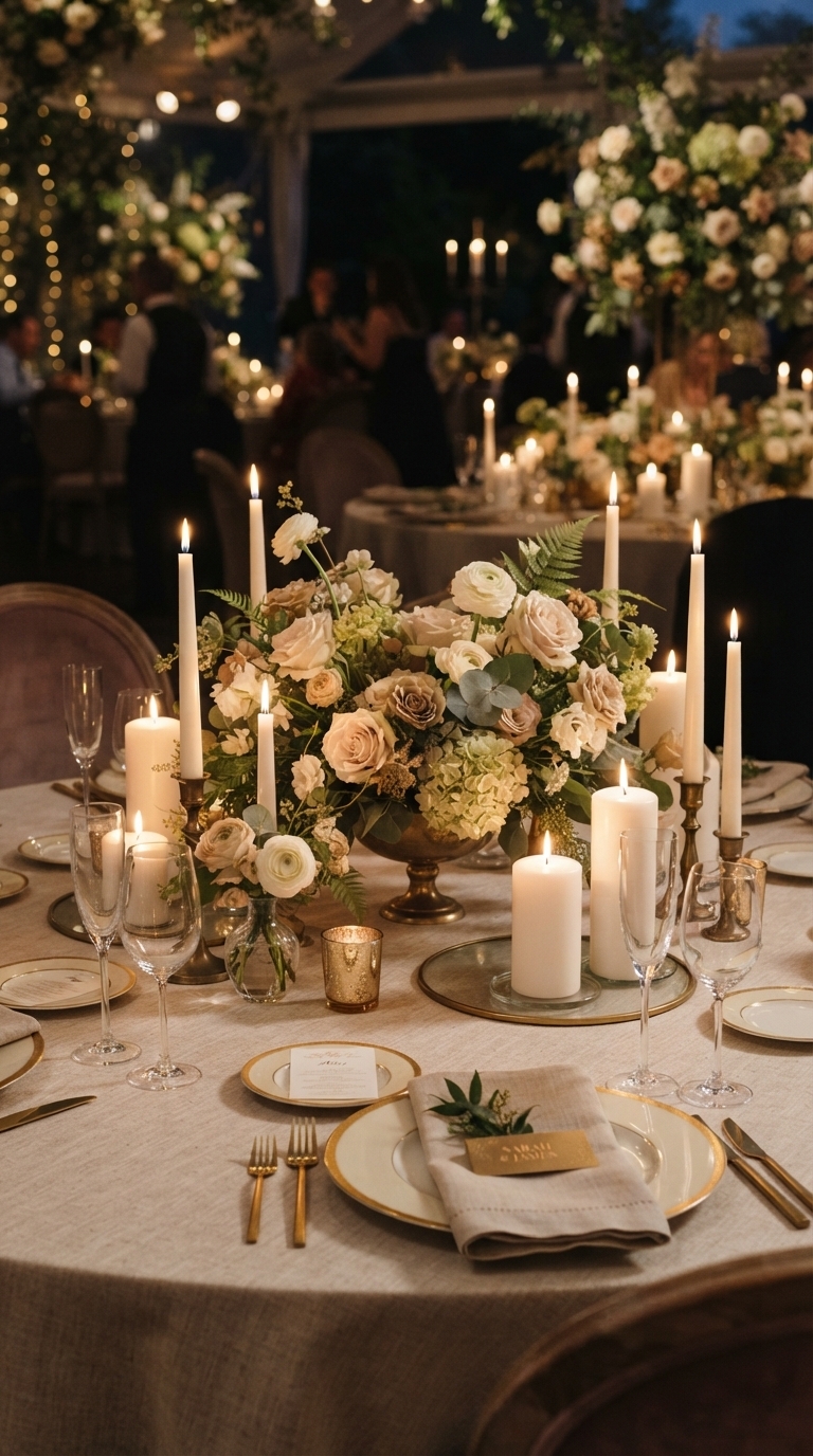 6. Mixed Height Candles for Dynamic Centerpieces