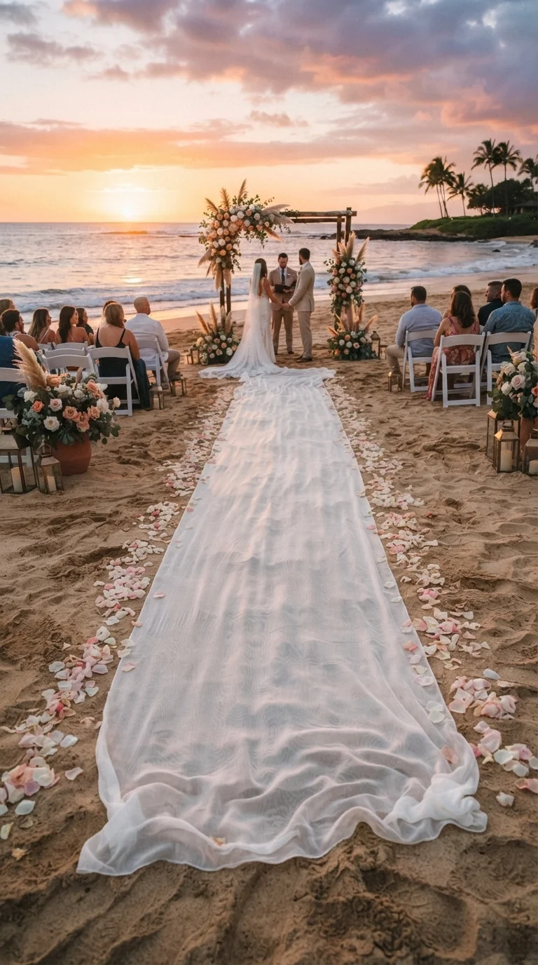6. Romantic Flowing Aisle Runners