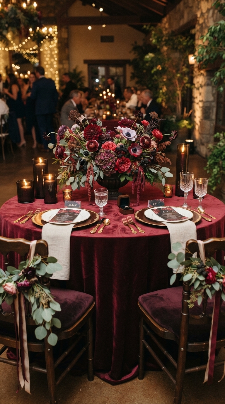 7. Berry Hues & Burgundy Sweetheart Table