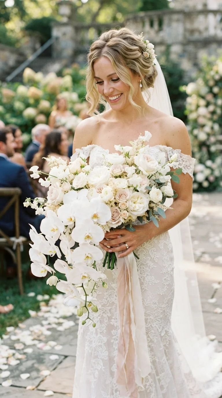 7. Cascading Orchid & Rose Elegance