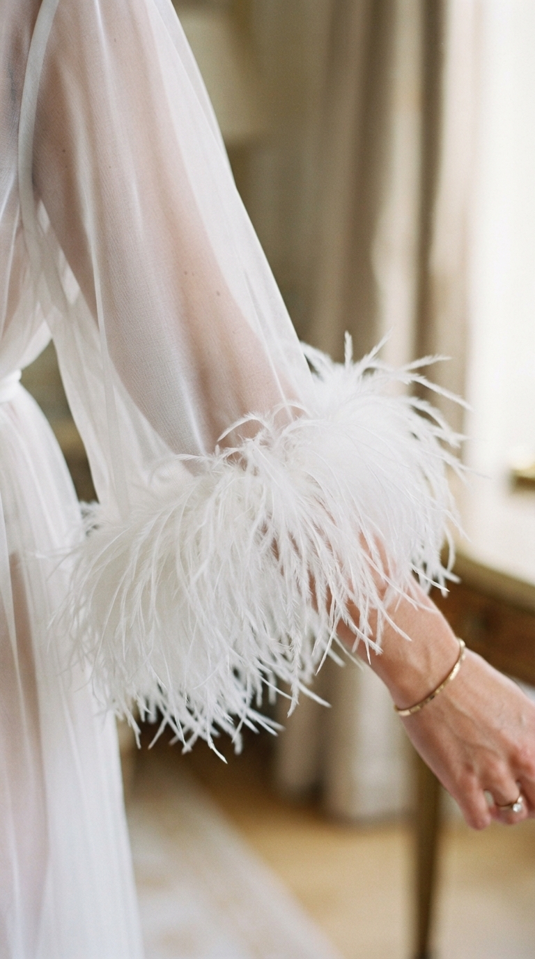 7. Luxurious Feather-Trimmed Robes