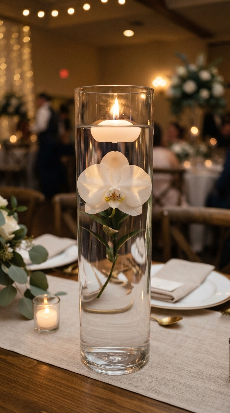 7. Submerged Florals with Floating Candles