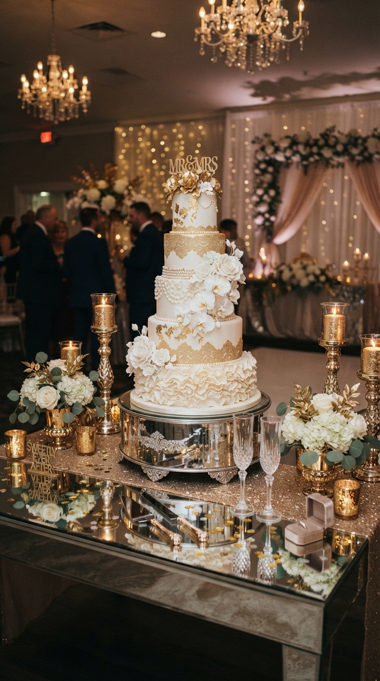 8. Glamorous Gold and Mirror Accents