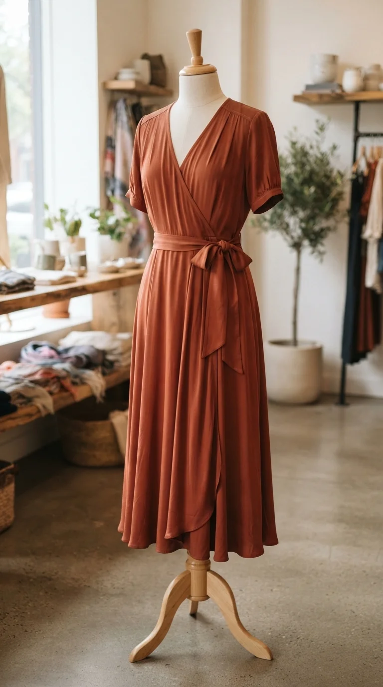 8. The Flattering Charm of a Solid-Colored Wrap Dress