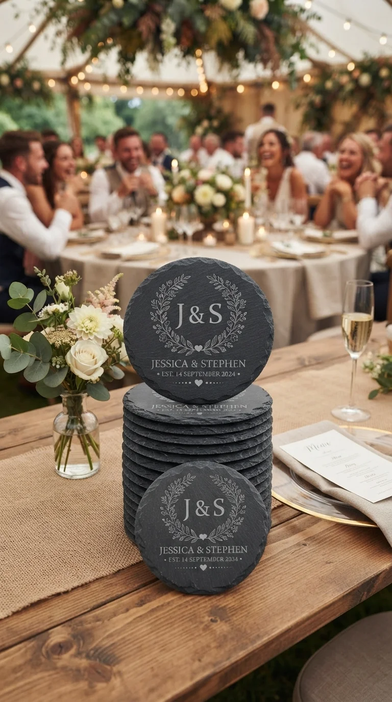 9. Protect & Remember with Personalized Coasters