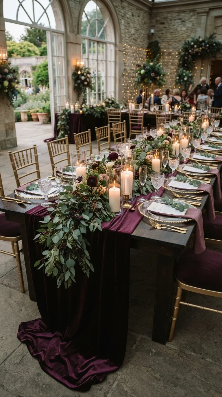 1. Deep Plum Velvet & Olive Green Garland
