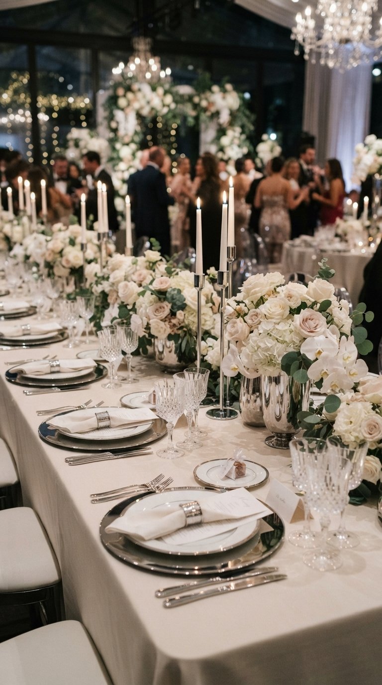 10 Elegant Chrome Wedding Table Details