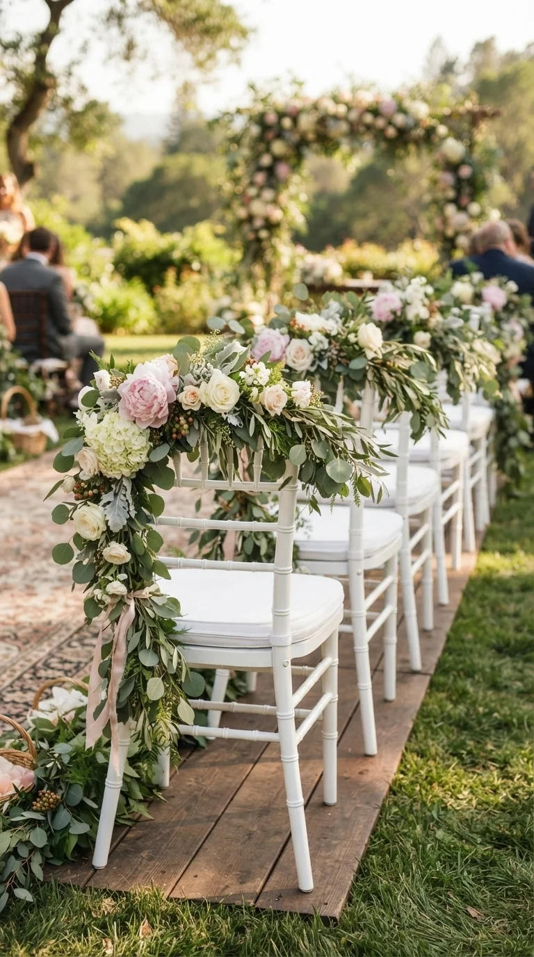 2. Lush Floral Garlands for a Garden Affair