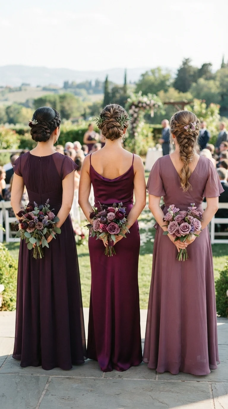 2. Mix-and-Match Elegance with Varying Plum Tones