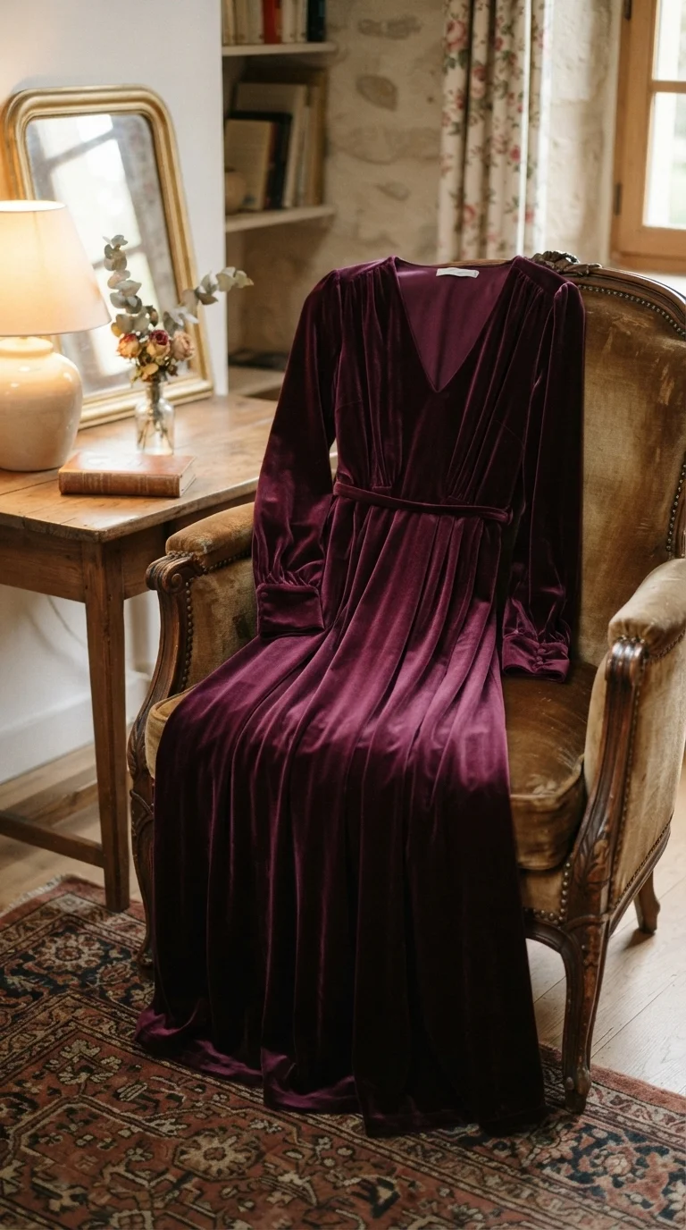 4. Indulge in Luxury with a Velvet Plum Gown