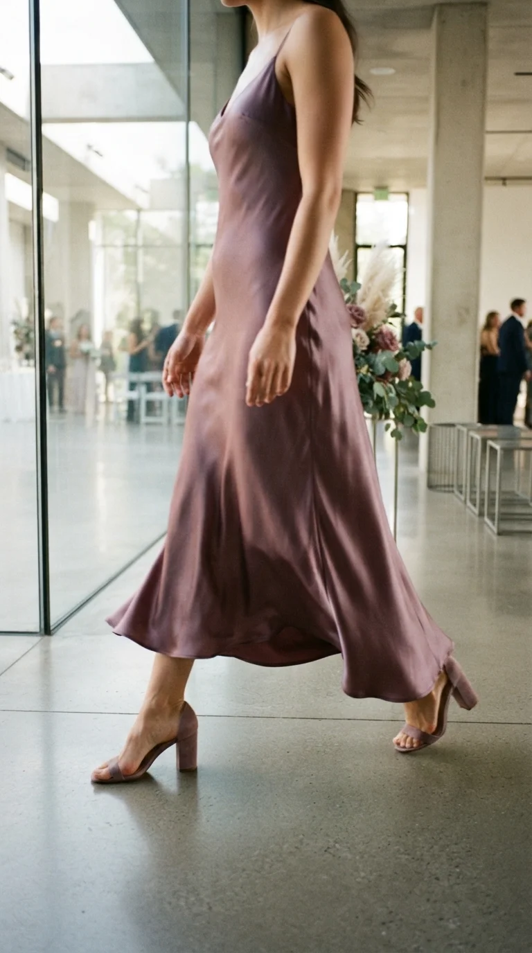 4. Sleek Satin Slip Dress in Dusty Plum