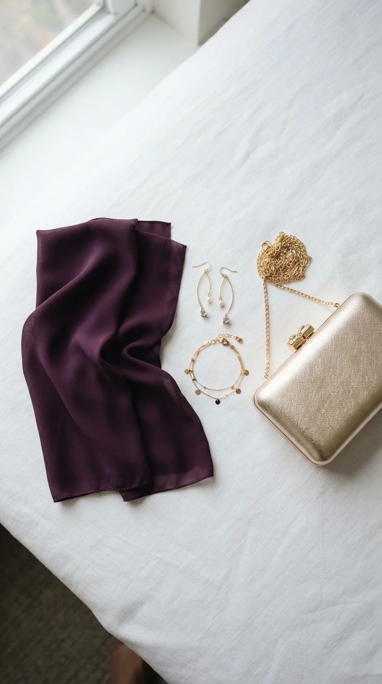 7. Deep Plum with Gold Accessory Accents