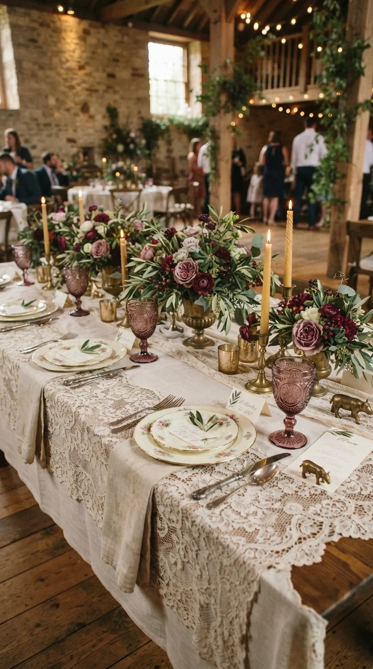 7. Vintage Charm with Plum Glassware