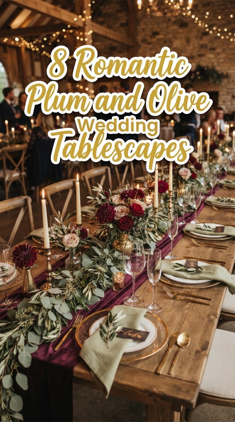 8 Romantic Plum and Olive Wedding Tablescapes