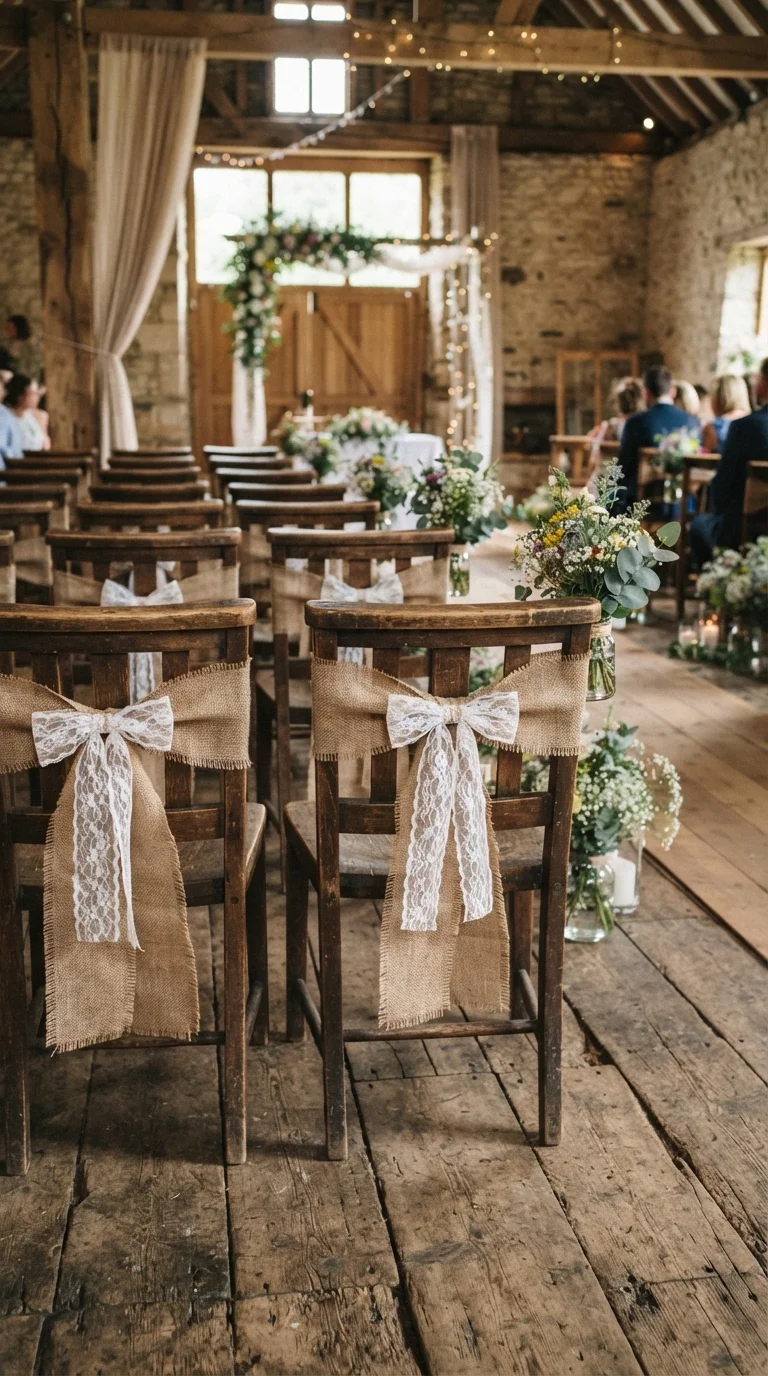 8. Rustic Burlap and Lace for Country Charm
